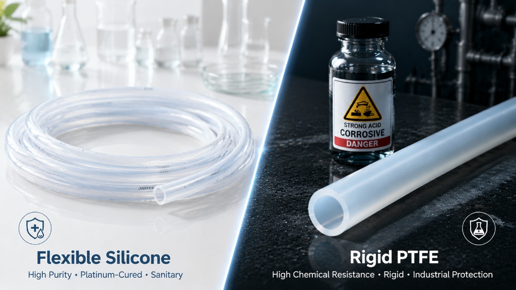PTFE vs silicone tubing for peristaltic pumps material comparison